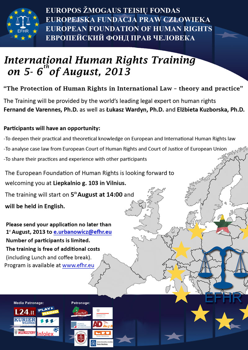 Bezpłatne szkolenia z zakresu Międzynarodowych Praw Człowieka!