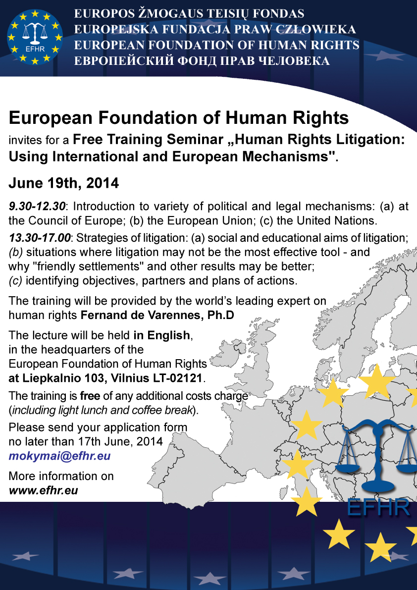 EFHR zaprasza na bezpłatne szkolenia z zakresu praw człowieka