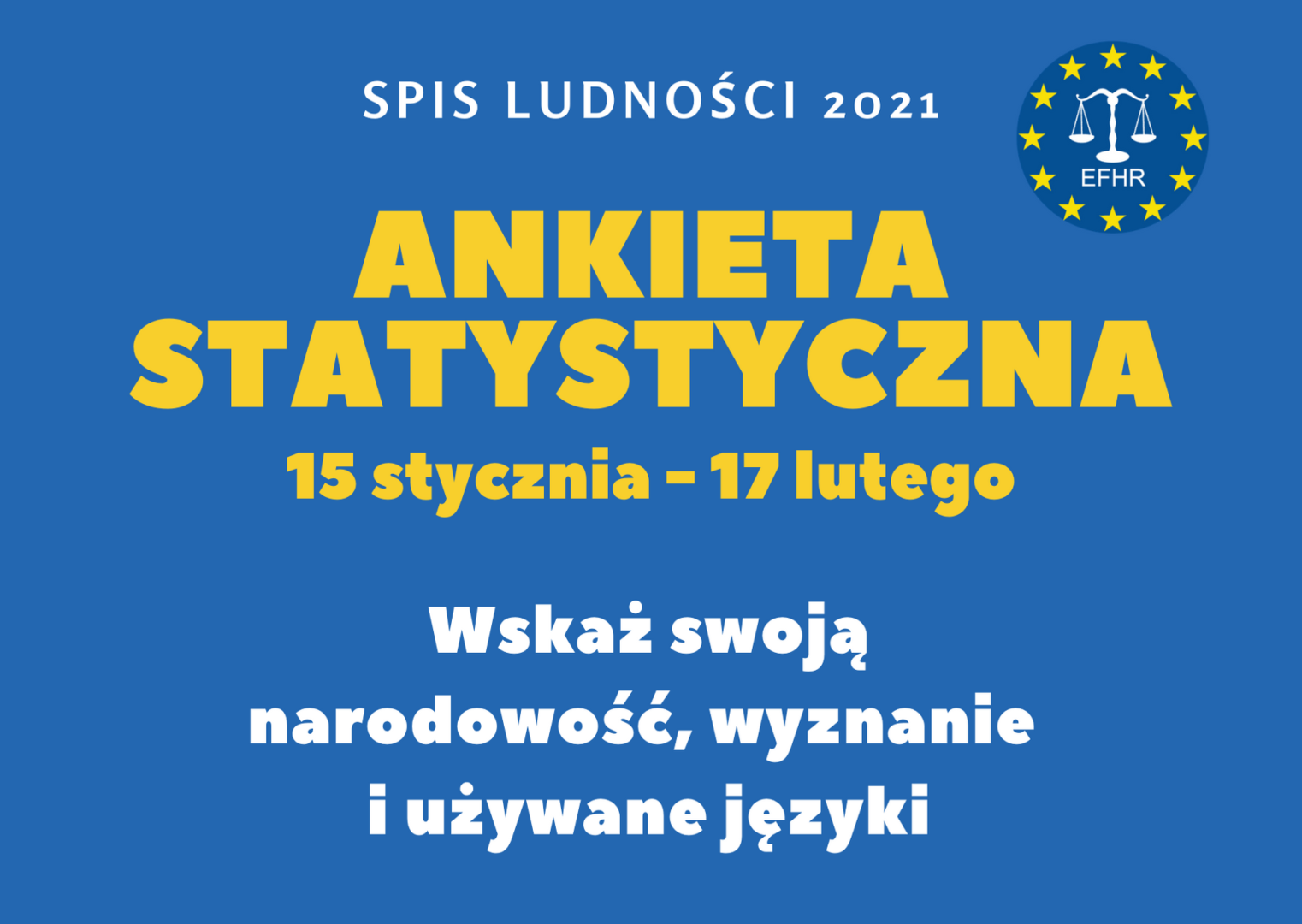 Wypełnij ankietę statystyczną – podaj narodowość, wyznanie i język ojczysty